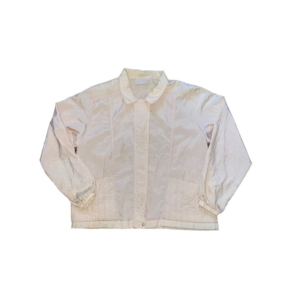 Vintage 1980s Goola Gang Cream Champagne Collared Windbreaker